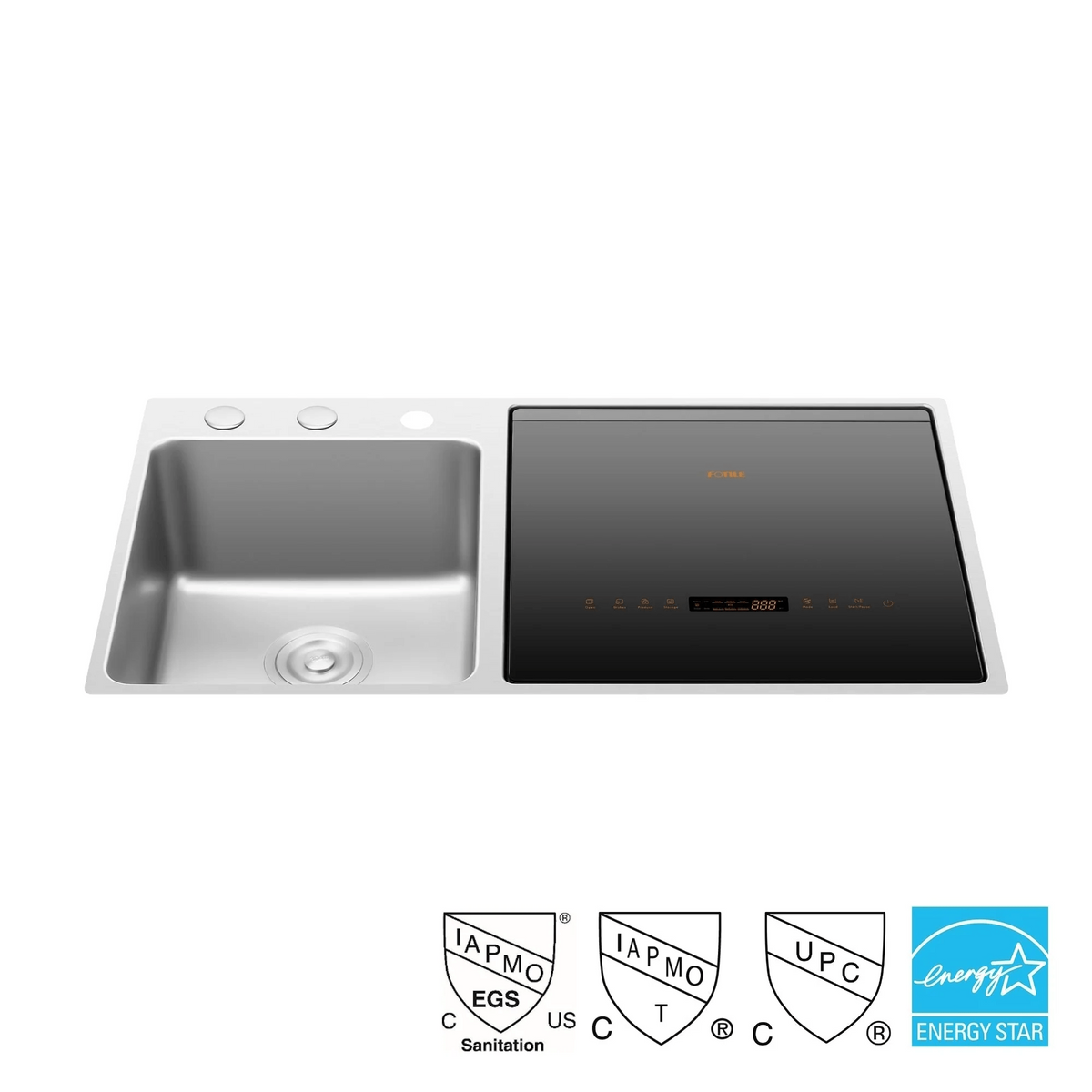 Fotile VersaWash 3-in-1 In-Sink Produce Cleaner and Dishwasher with HydroJet & Turbulence Technology, 4 Place Settings, 15-Minute Quick Wash, and Triple Drying System - Right Dishwasher in Black Tempered Glass (SD2F-P5)