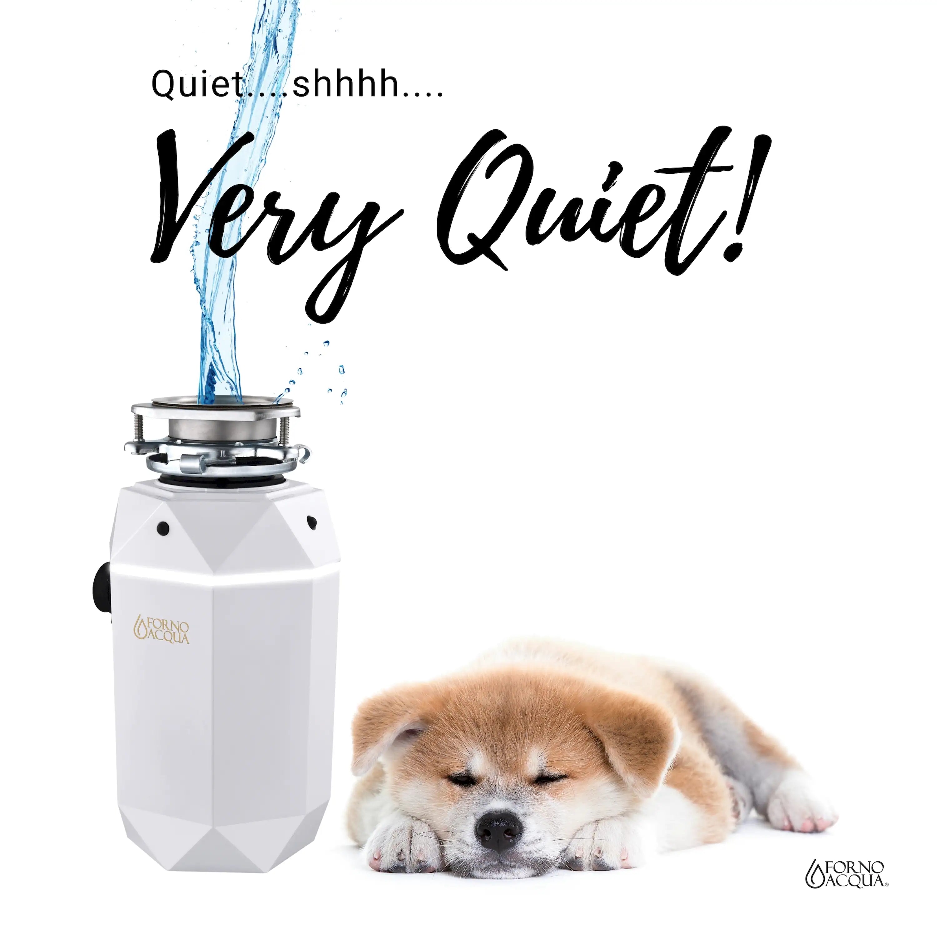 White garbage disposal unit with stainless steel grinding top
