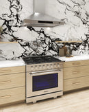 Vezeni 30-Inch Randolph Gas Range in Stainless Steel with Blue Accents (VRN3005-BL)