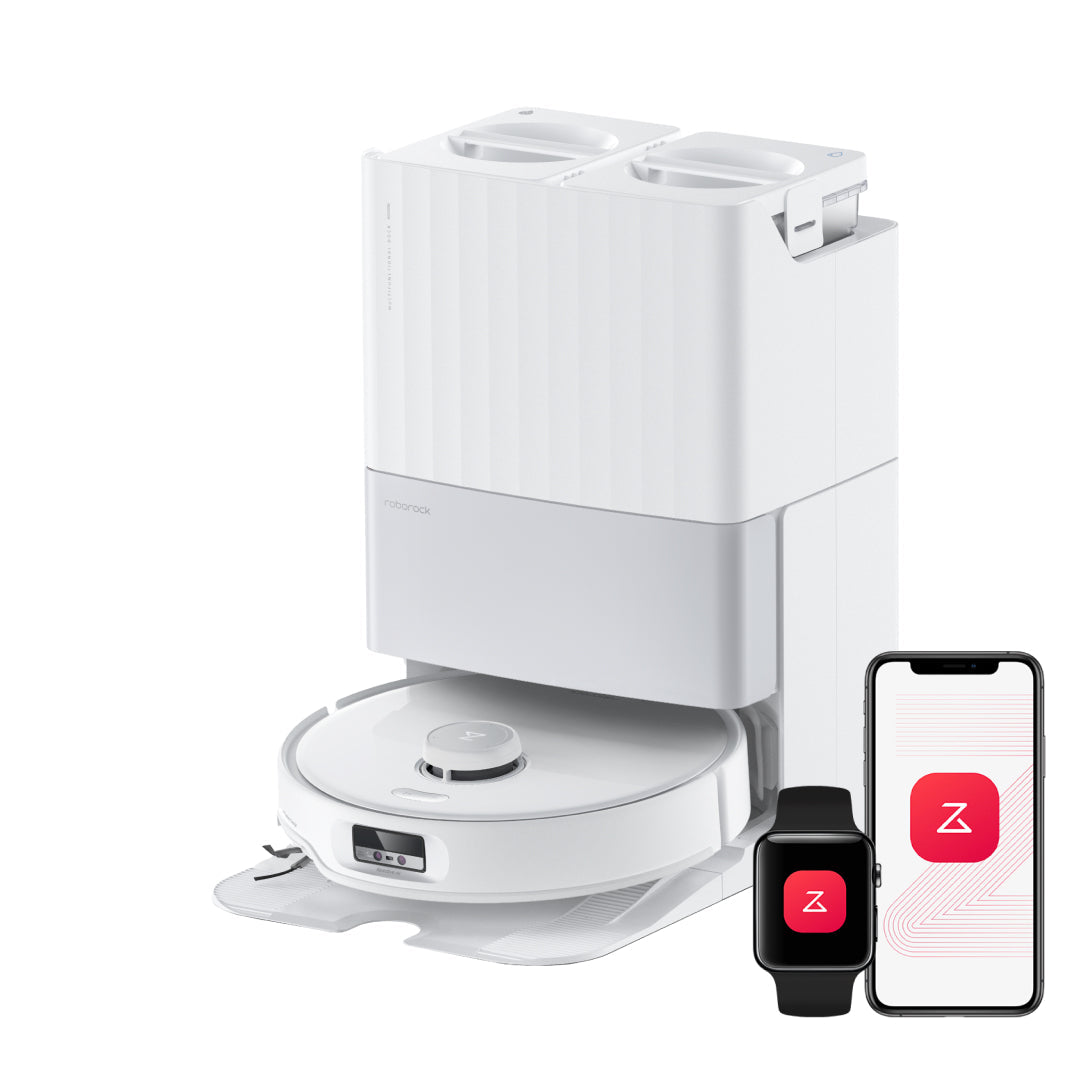 Roborock edge robot vacuum with multifunctional dock, white body and mop station base