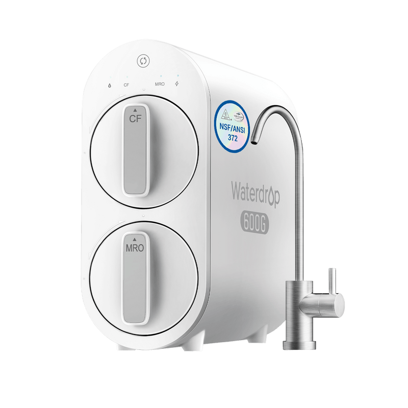 Waterdrop Reverse Osmosis System, 600 GPD Tankless RO Water Filter System, Under Sink RO System, 7 Stage Filtration, 2:1 Pure to Drain, Reduce TDS, FCC Listed, USA Tech (WD-G2P600-W)