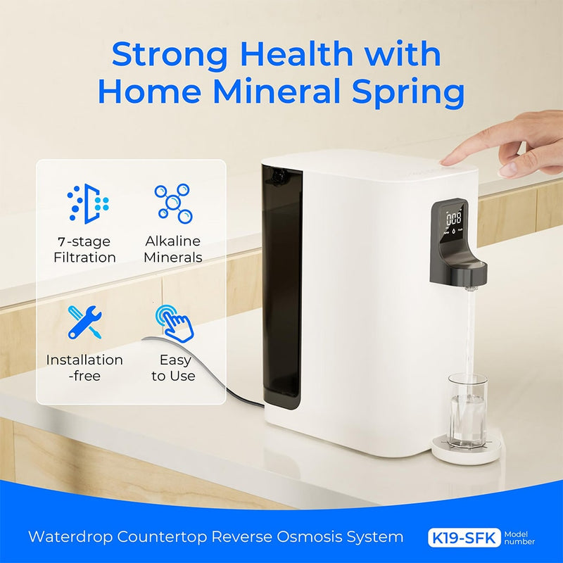 Waterdrop Countertop Alkaline Reverse Osmosis Water Filter System, 5-stage Filtration, White (WD-K19-SFK)