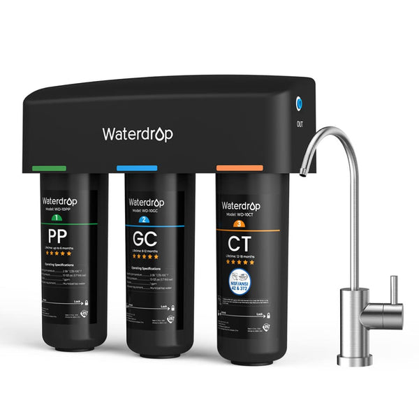 Waterdrop 3-stage Under Counter Water Filter System with Dedicated Faucet (RP-WD-TSB-10-N)