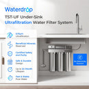 Waterdrop Ultra-Filtration Under Sink Water Filter System, Stainless Steel Water Filter for Sink, 5X Service Life Under Sink Water Filtration System, Removes 99% of Contaminants (WD-TST-UF)