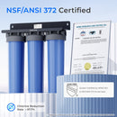Waterdrop 3-Stage Whole House Water Filter System,with Carbon Filter & Sediment Filter,7-Stage Filtration Highly Reduce Lead,Chlorine,Odor and Taste,5 Micron (WD-WHF3T-PG)