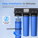 Waterdrop 3-Stage Whole House Water Filter System,Reduce Iron & Manganese,with Carbon & Sediment Filters,7-Stage Filtration,Reduce Lead,Chlorine,Odor,5 Micron WHF3T-FG,1" Inlet/Outlet (WD-WHF3T-FG)