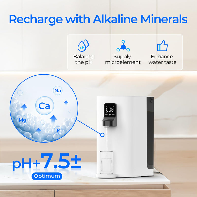 Waterdrop Countertop Alkaline Reverse Osmosis Water Filter System, 5-stage Filtration, White (WD-K19-SFK)