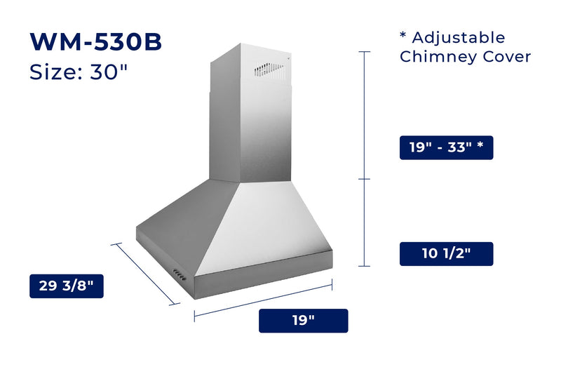 Hauslane Convertible Wall Mount Range Hood (WM-530-BASE)