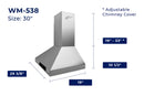 Hauslane Wall Mount Touch Control Range Hood with Stainless Steel Filters in Stainless Steel (WM-538SS)
