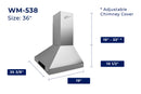 Hauslane Wall Mount Touch Control Range Hood with Stainless Steel Filters in Stainless Steel (WM-538SS)