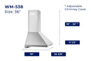 Hauslane Wall Mount Touch Control Range Hood with Stainless Steel Filters in Stainless Steel (WM-538SS)