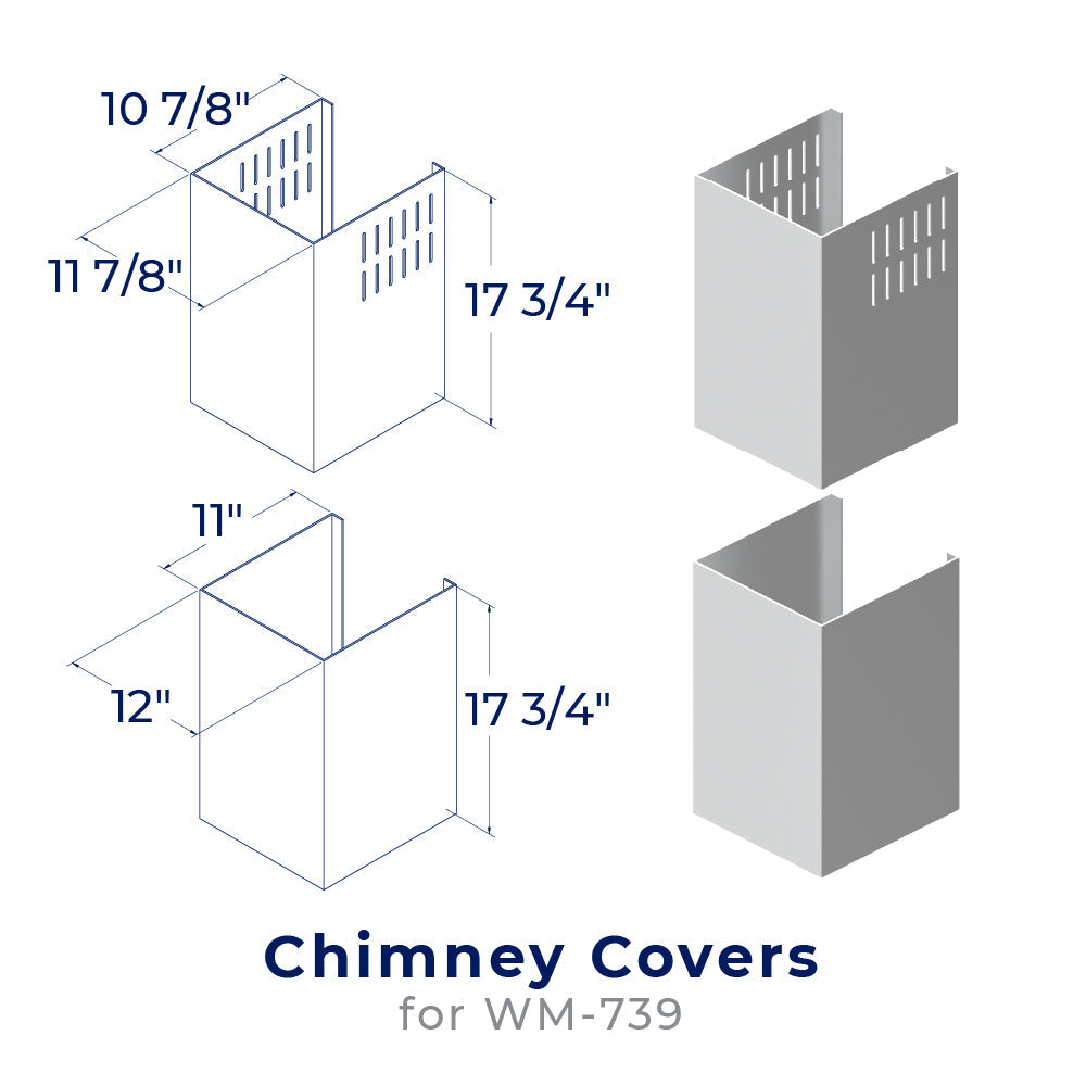 Grey chimney cover kit with vented panels for WM-739 hood