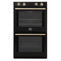 Forno Vomero 30-Inch Double Wall Oven with 10 cu.ft Total Capacity in Black with Antique Brass Trim (FBOEL1324-30BLK)