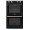 Forno Vomero 30-Inch Double Wall Oven with 10 cu.ft Total Capacity in Black with Antique Brass Handle (FBOEL1324-30BLK)