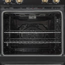 Forno Vomero 30-Inch Double Wall Oven with 10 cu.ft Total Capacity in Black with Antique Brass Handle (FBOEL1324-30BLK)
