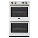 Forno 2-Piece Appliance Package - 30-Inch Vomero Double Wall Oven & 30-Inch Microwave Oven in White with Antique Brass Handle