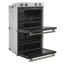 Forno 2-Piece Appliance Package - 30-Inch Vomero Double Wall Oven & 30-Inch Microwave Oven in White with Antique Brass Handle