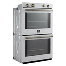 Forno 2-Piece Appliance Package - 30-Inch Vomero Double Wall Oven & 30-Inch Microwave Oven in White with Antique Brass Handle