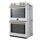 Forno Vomero 30-Inch Double Wall Oven with 10 cu.ft Total Capacity in White with Antique Brass Handle (FBOEL1324-30WHT)
