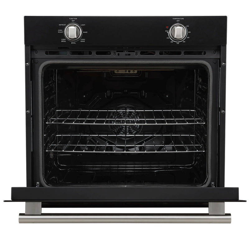 Forno Vomero 30-Inch Wall Oven with 5 cu.ft Total Capacity in Black with Antique Brass Handle (FBOEL1370-30BLK)