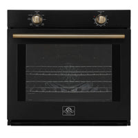 Forno Vomero 30-Inch Wall Oven with 5 cu.ft Total Capacity in Black with Antique Brass Handle (FBOEL1370-30BLK)