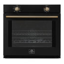 Forno 2-Piece Appliance Package - 30-Inch Vomero Wall Oven & 30-Inch Microwave Oven in Black with Antique Brass Handle