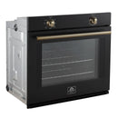 Forno Vomero 30-Inch Wall Oven with 5 cu.ft Total Capacity in Black with Antique Brass Handle (FBOEL1370-30BLK)