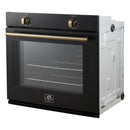 Forno Vomero 30-Inch Wall Oven with 5 cu.ft Total Capacity in Black with Antique Brass Handle (FBOEL1370-30BLK)