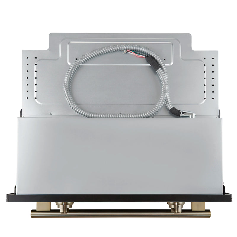 Forno Vomero 30-Inch Wall Oven with 5 cu.ft Total Capacity in Black with Antique Brass Handle (FBOEL1370-30BLK)