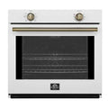 Forno Vomero 30-Inch Wall Oven with 5 cu.ft Total Capacity in White with Antique Brass Trim (FBOEL1370-30WHT)