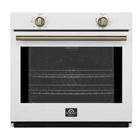 Forno Vomero 30-Inch Wall Oven with 5 cu.ft Total Capacity in White with Antique Brass Handle (FBOEL1370-30WHT)