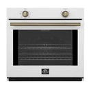 Forno Vomero 30-Inch Wall Oven with 5 cu.ft Total Capacity in White with Antique Brass Handle (FBOEL1370-30WHT)