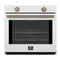Forno Vomero 30-Inch Wall Oven with 5 cu.ft Total Capacity in White with Antique Brass Handle (FBOEL1370-30WHT)