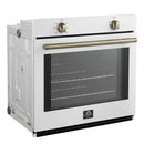Forno 2-Piece Appliance Package - 30-Inch Vomero Wall Oven & 30-Inch Microwave Oven in White with Antique Brass Handle