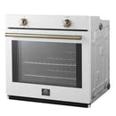 Forno 2-Piece Appliance Package - 30-Inch Vomero Wall Oven & 30-Inch Microwave Oven in White with Antique Brass Handle