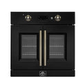 Forno Asti 30-Inch French Door Electric Wall Oven in Black with Antique Brass Trim (FBOEL1333-30BLK)