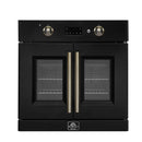 Forno 2-Piece Appliance Package - 30-Inch Single Wall Oven and 30-Inch Microwave in Black with Antique Brass Handle (FBDL-025-03CAUS