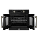 Forno 2-Piece Appliance Package - 30-Inch Single Wall Oven and 30-Inch Microwave in Black with Antique Brass Handle (FBDL-025-03CAUS