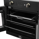 Forno Asti 30-Inch French Door Electric Wall Oven in Black with Antique Brass Trim (FBOEL1333-30BLK)