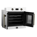 Forno 2-Piece Appliance Package - 30-Inch Asti French Door Electric Wall Oven & 30-Inch Microwave Oven in White with Antique Brass Handle