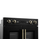 Forno Asti 30-Inch Double Electric Wall Oven with Upper French Doors in Black with Antique Brass Trim (FBOEL1340-30BLK)