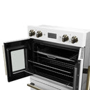 Forno Asti 30-Inch Double Electric Wall Oven with Upper French Doors in White with Antique Brass Trim (FBOEL1340-30WHT)