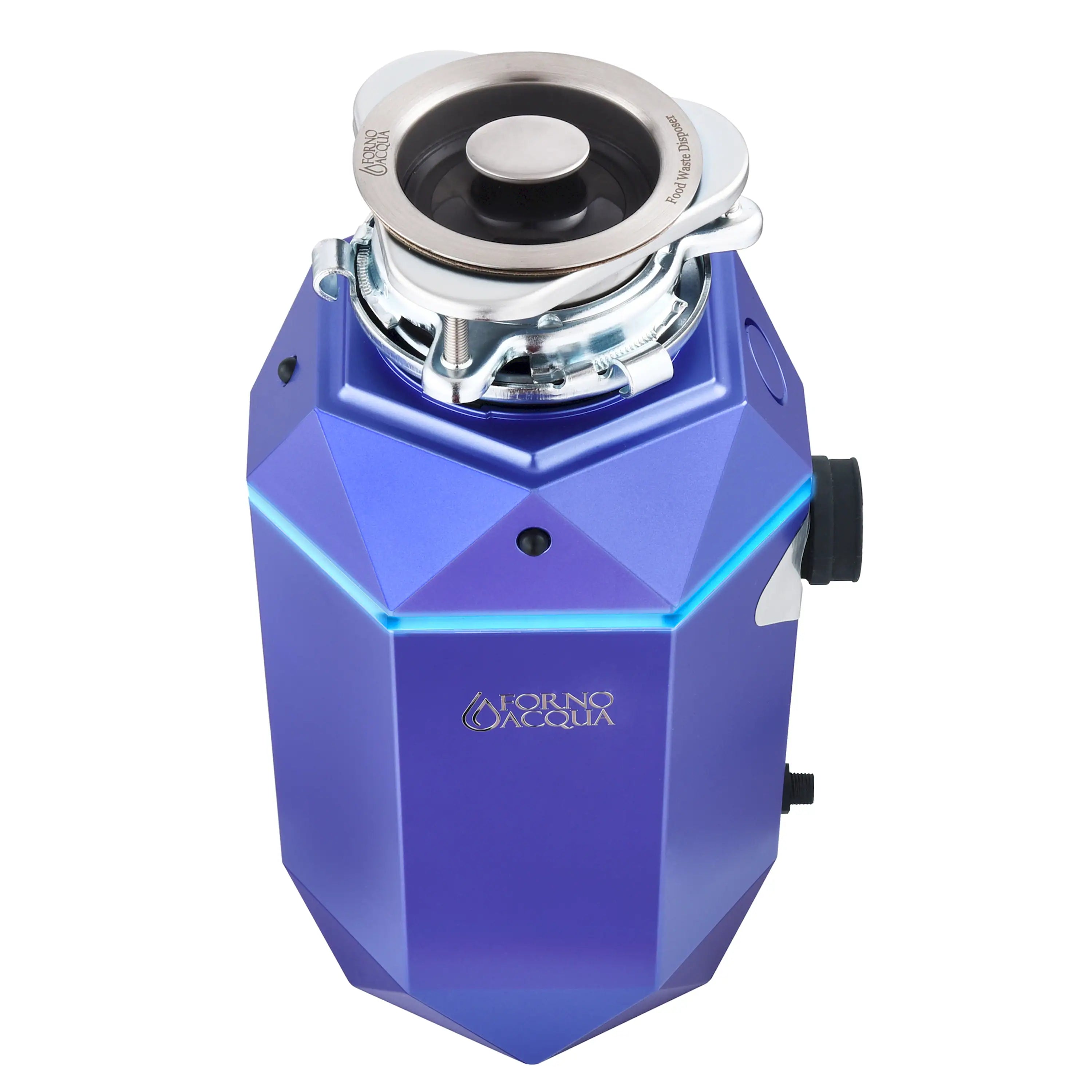 Amethyst garbage disposal with stainless steel mounting collar and rubber splash ring