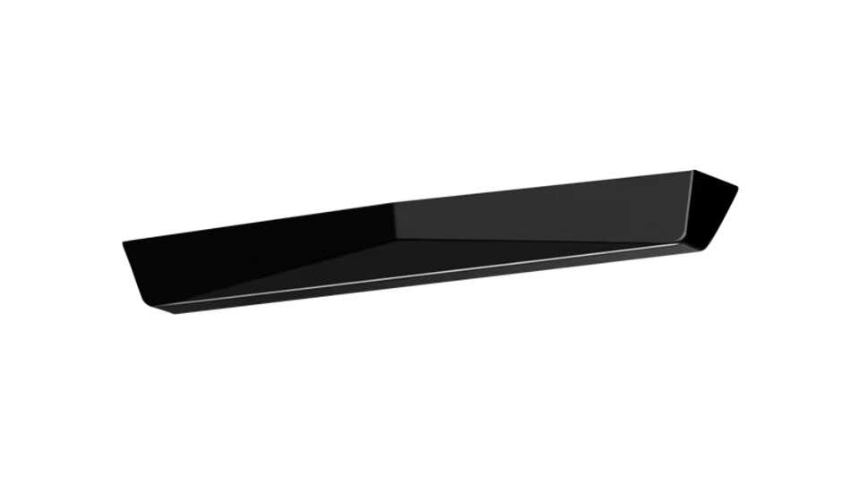 Black oil tray with angled end and rectangular shape