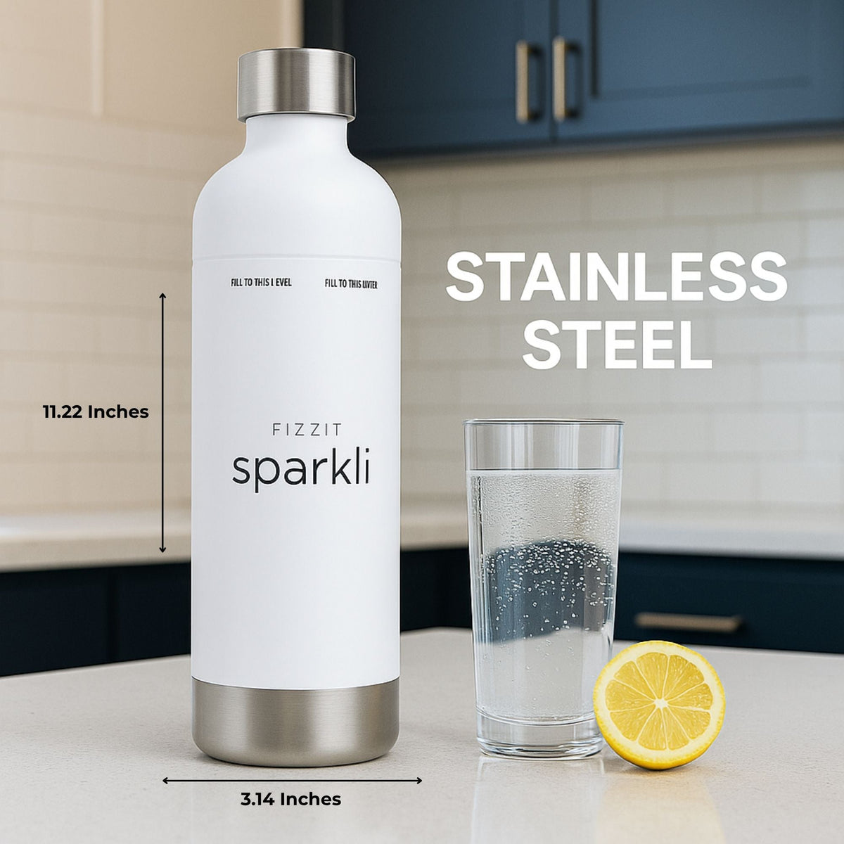 Fizzit 1L Stainless Steel Carbonation Bottle with Cap