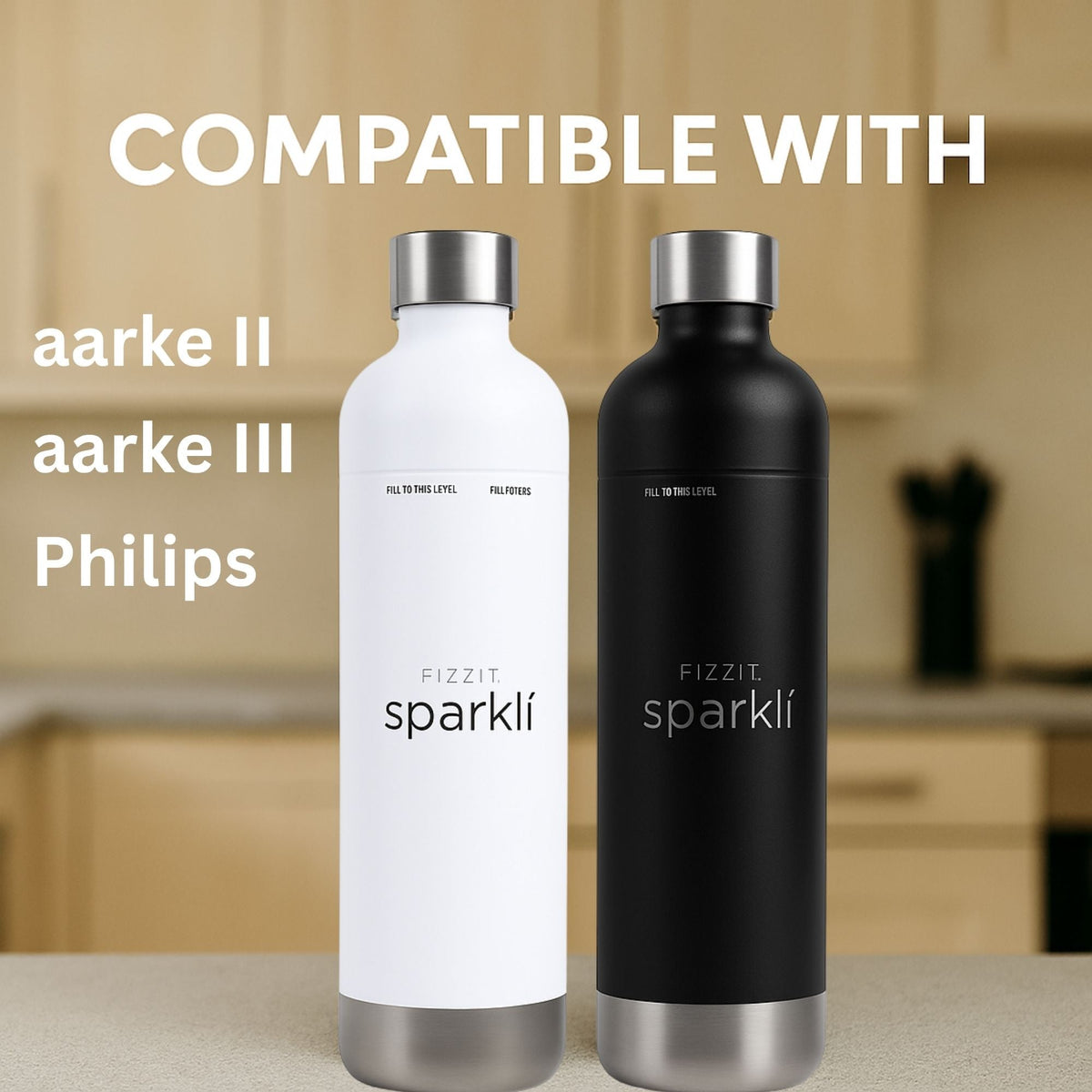 Fizzit 1L Stainless Steel Carbonation Bottle with Cap