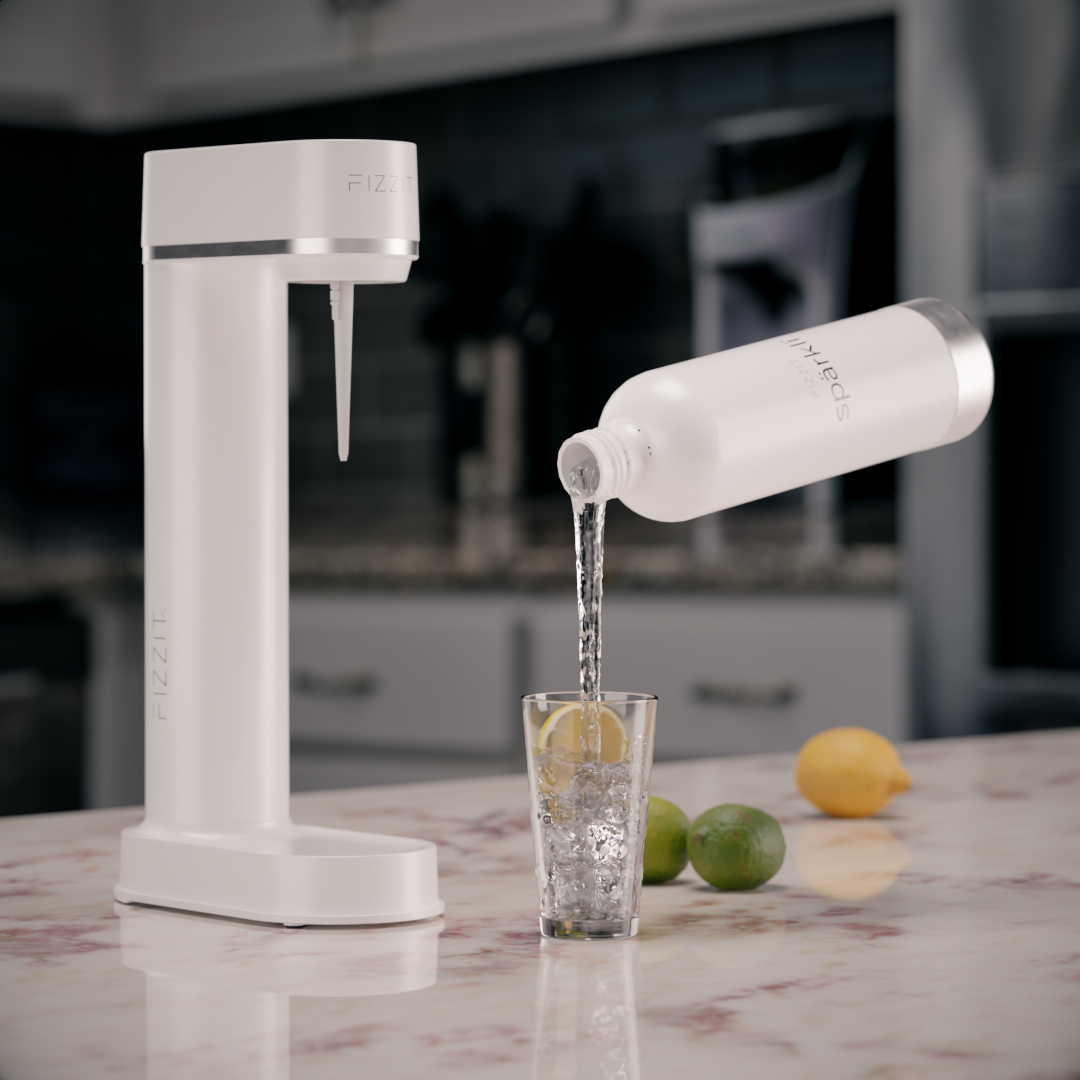 Fizzit Spärklï Sparkling Water Maker Fizz & Flavor Bundle with 60L CO2 Cylinder and 12-Pack CraftMix Drink Mixes