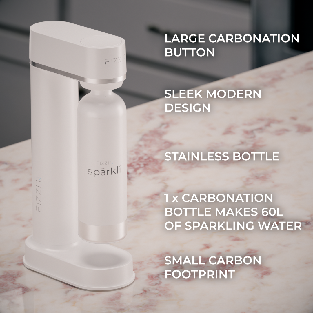 Fizzit Spärklï Sparkling Water Maker Fizz & Flavor Bundle with 60L CO2 Cylinder and 12-Pack CraftMix Drink Mixes