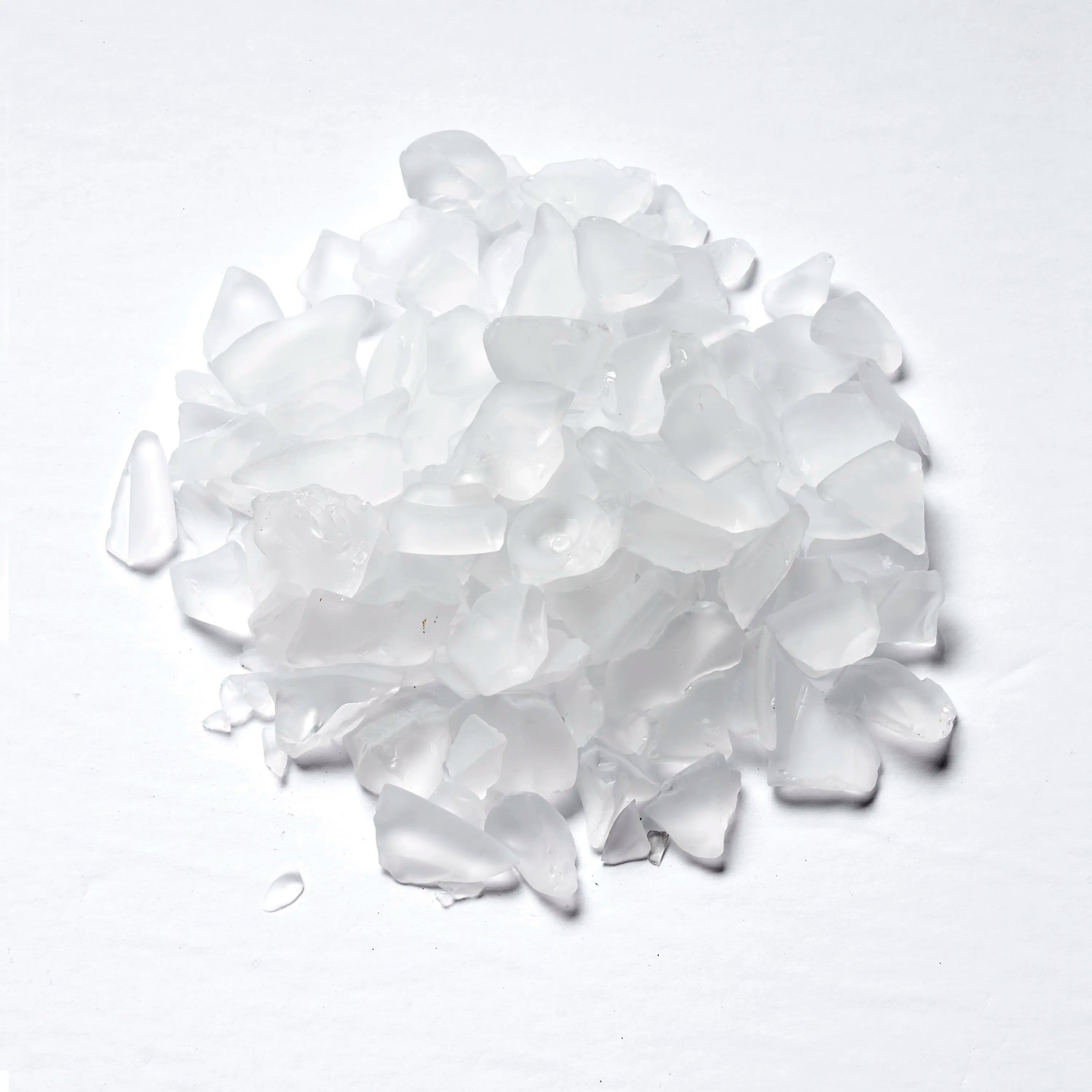 Electric firebox white glass fire beads, translucent irregular chunks