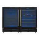 Forno Gemello 48-Inch 9.6 Cu. Ft. Side-by-Side Wine and Beverage Cooler in Black with Antique Brass Handle (FWCDR6699-48BLK)